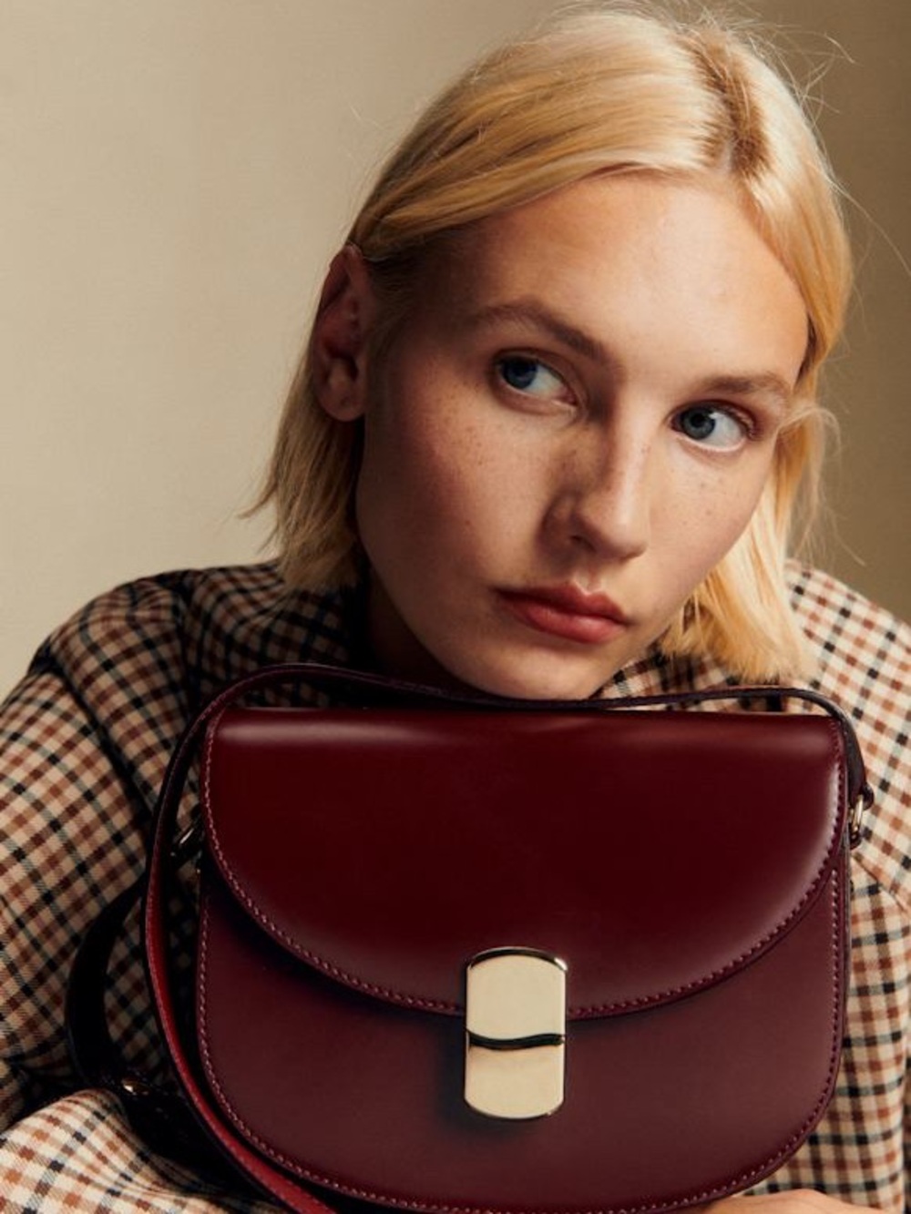 Leather Crossbody Bag in Burgundy